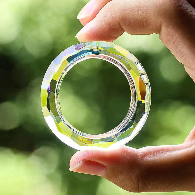 Kristall-Suncatcher LumiRing 50 | Ø 50 cm | Glas-Prisma für Fenster, Garten & Deko | Regenbogenfänger für Lichtspiele