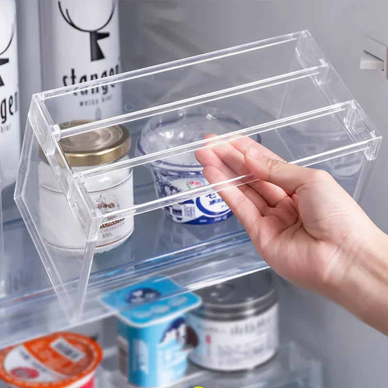 Küchen-Organizer ClearStack Duo | Transparenter Regaltrenner | Platzsparendes Aufbewahrungsregal | 14,7×11,1×10,7 cm / 21,7×11,1×10,7 cm
