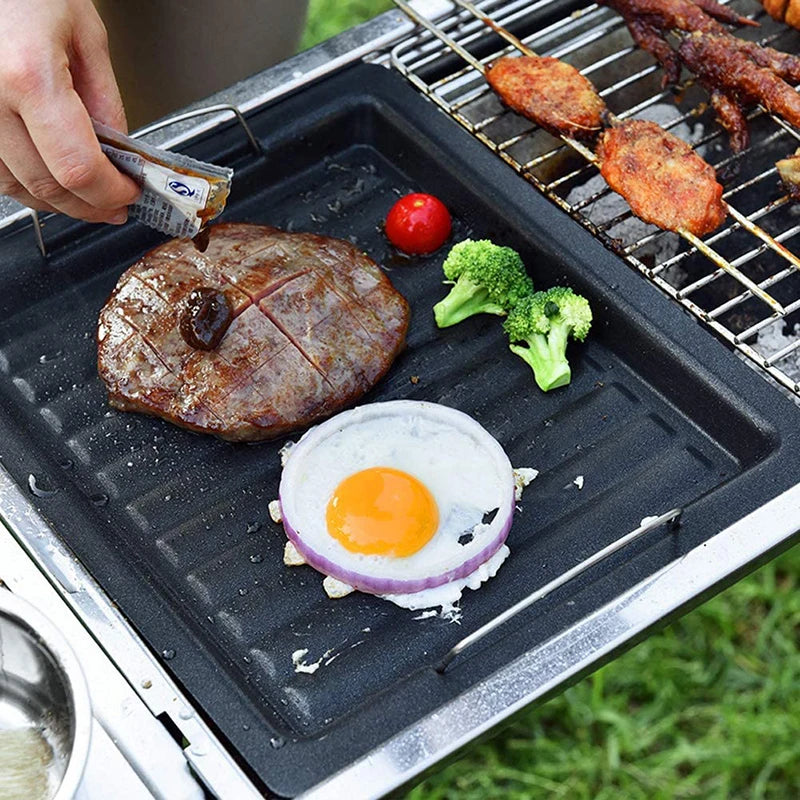 Feurossa Gusseiserne Grillplatte Wendeplatte | Für Gasgrill & Herd | 25 × 30 cm | Für Pizza, Fleisch, Gemüse & Fisch