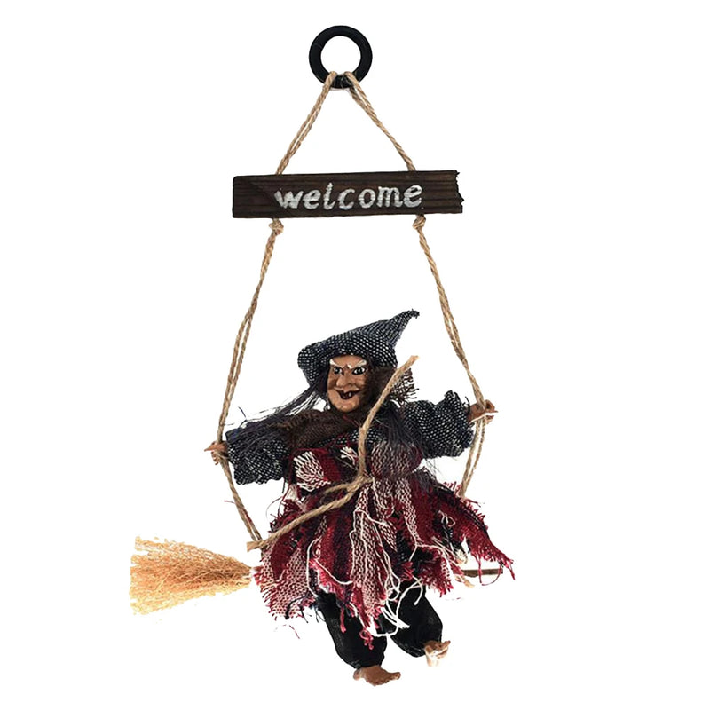 Halloween Hängedeko MidnightWitch | 27 x 10 cm | Fliegende Hexe | Für Tür, Wand & Decke