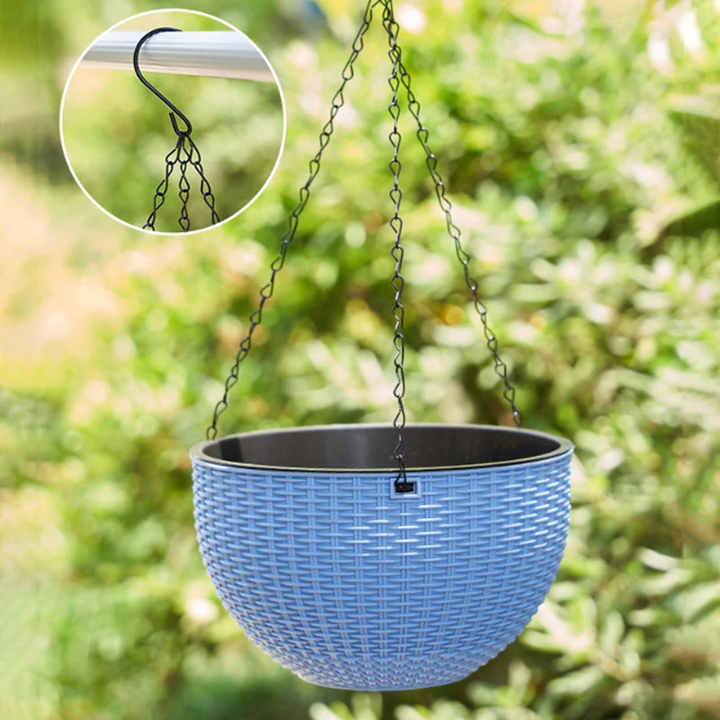 Rattania Bloom Hängetopf | Europäischer Stil | Wabenmuster & Rattan-Optik | Für Garten, Balkon & Innenräume