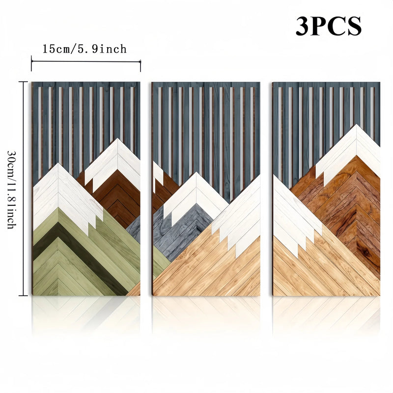 LioraBoho Wandkunst Set | 3er Set Holz-Wanddeko 40×20 cm | Rustikales Blätter-Design | Boho Stil für Wohnzimmer & Schlafzimmer