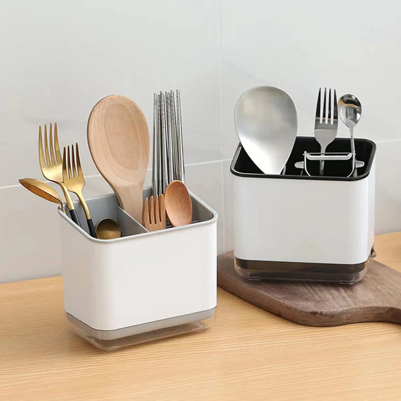 EcoDrain Organizer Multifunktionaler Besteckhalter mit Abtropffunktion | Küchen-Organizer für Löffel, Gabeln & Stäbchen | 12 × 8 × 14 cm