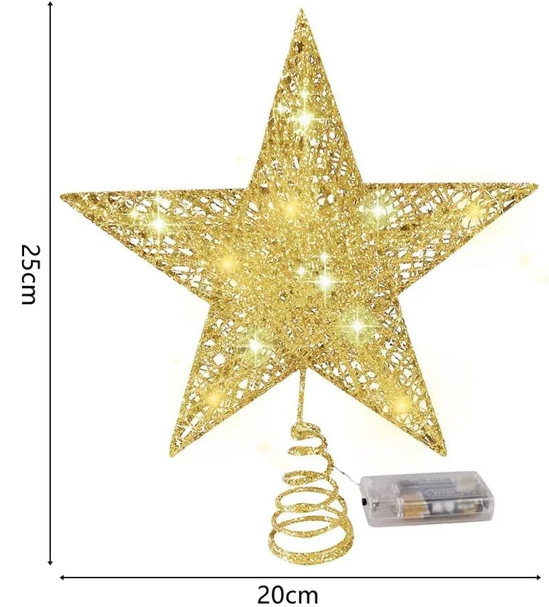 Stelloria Weihnachtsstern Baumspitze | LED Beleuchtung | Batteriebetrieben | Warmweiß | Metall-Drahtdesign