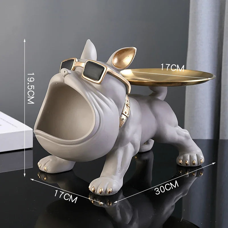 Bulldecor | Bulldog Figur mit Aufbewahrungsfach | 30 cm Deko-Skulptur | Resin Kunstobjekt | Tier-Statue für Wohnzimmer