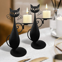 Kerzenhalter NoctiCat | Vintage Katzen-Design | Eisen Schwarz | Schützend & Stilvoll