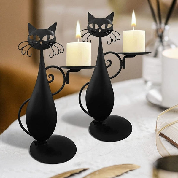 Kerzenhalter NoctiCat | Vintage Katzen-Design | Eisen Schwarz | Schützend & Stilvoll