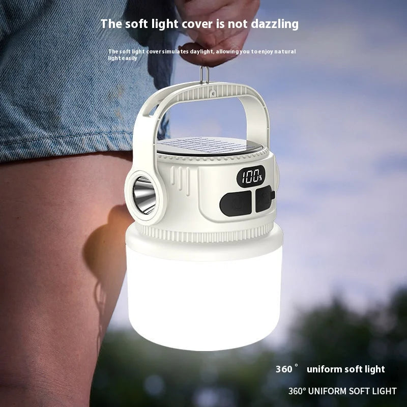 Luminatra Solar LED Campinglampe | Wiederaufladbar & Wasserdicht | 6 Lichtmodi | Für Outdoor, Notfälle & Reisen