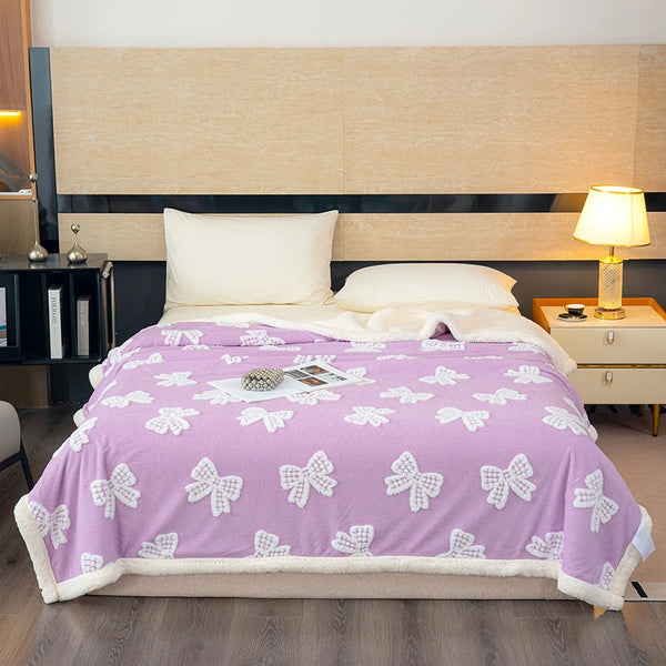 Lambina Jacquard-Decke | Dick & Flauschig | Kunstlammwolle | Sofa- & Bettdecke | Winterwärme in Premium-Qualität