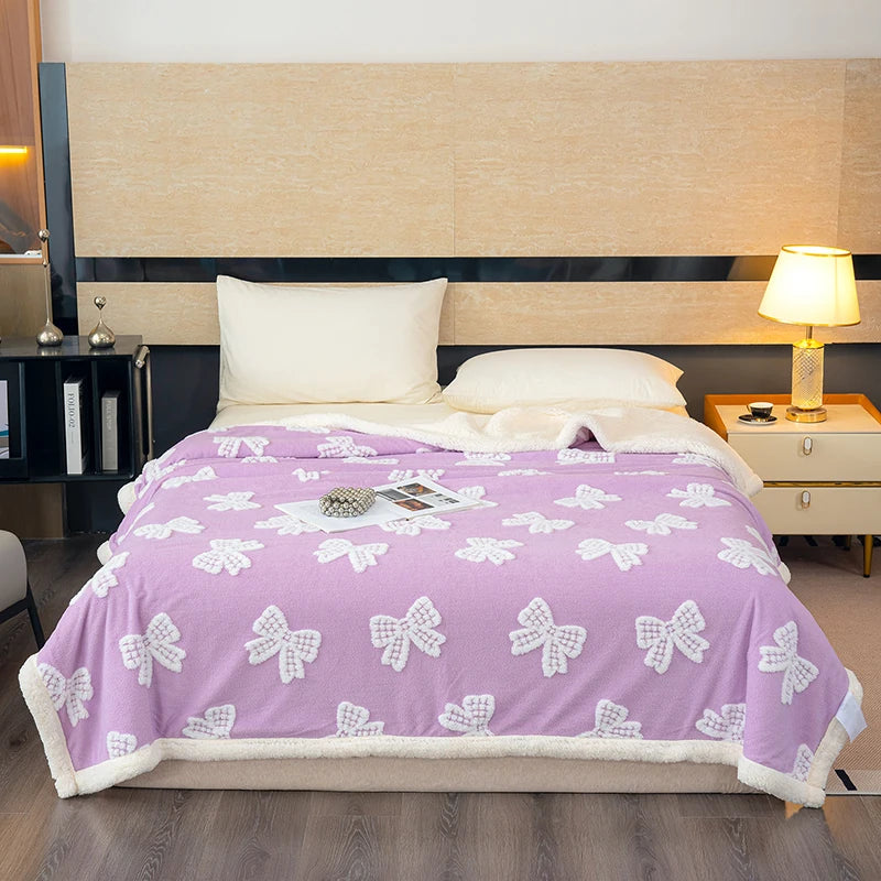 Lambina Jacquard-Decke | Dick & Flauschig | Kunstlammwolle | Sofa- & Bettdecke | Winterwärme in Premium-Qualität