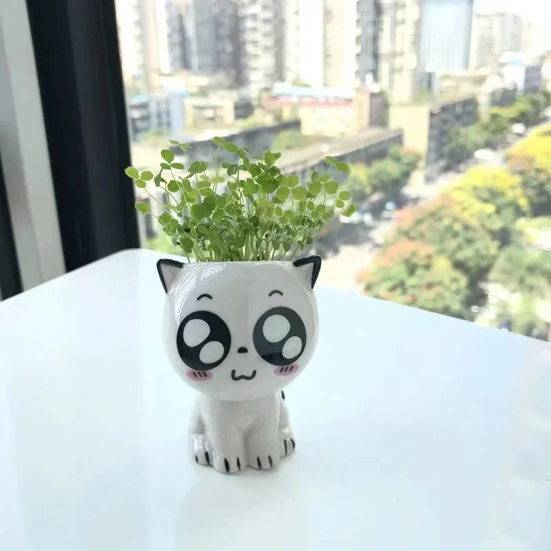 Keramik-Blumentopf MINIKATZ | Süßer Katzen-Deko-Topf | Mini Pflanztopf für Schreibtisch & DIY