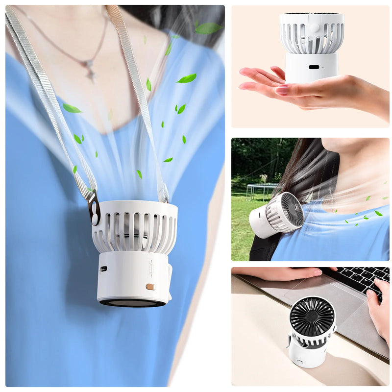 Mini-Ventilator CoolEase GoClip | Tragbarer USB-C Lüfter mit 1000 mAh Akku | Zum Umhängen, Anstecken oder Aufstellen | 3-in-1 Sommer-Frische für Unterwegs