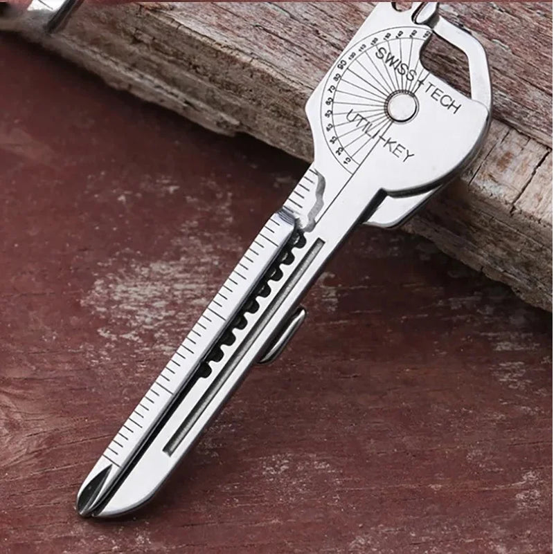 SurvivoX 8-in-1 Multitool-Schlüsselanhänger | Kompakt & Klappbar | Edelstahl-Werkzeug für Outdoor & Camping
