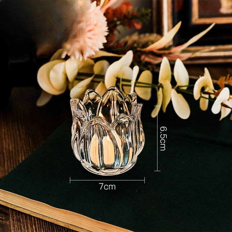 Tulivienne Kerzenhalter | Vintage Glas | Romantischer Retro-Stil | Transparent