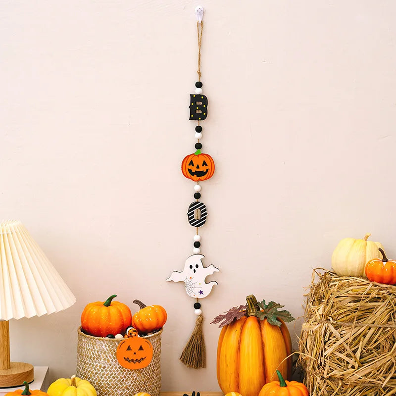 Halloween Hängedeko SpookyCharm | Kürbis, Fledermaus & Hexe | Mit Quasten | Für Tür, Wand & Party