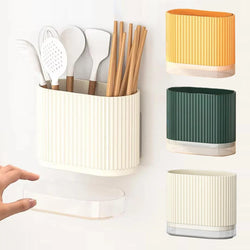 BesteckOrganizer Duo | Wandmontierbarer Besteckhalter | Ohne Bohren | Abtropffunktion | 16,5 × 8,5 × 12,5 cm