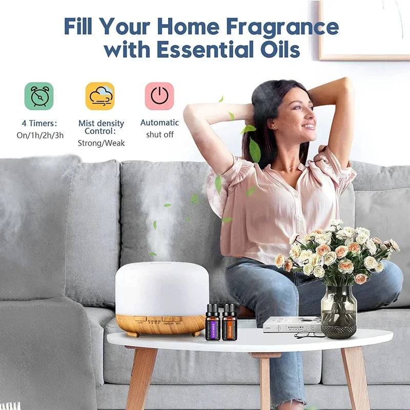 Aromora Mini Aroma Diffuser | 500 ml | Holzoptik | Ultraschall & LED Nachtlicht | USB-Betrieb