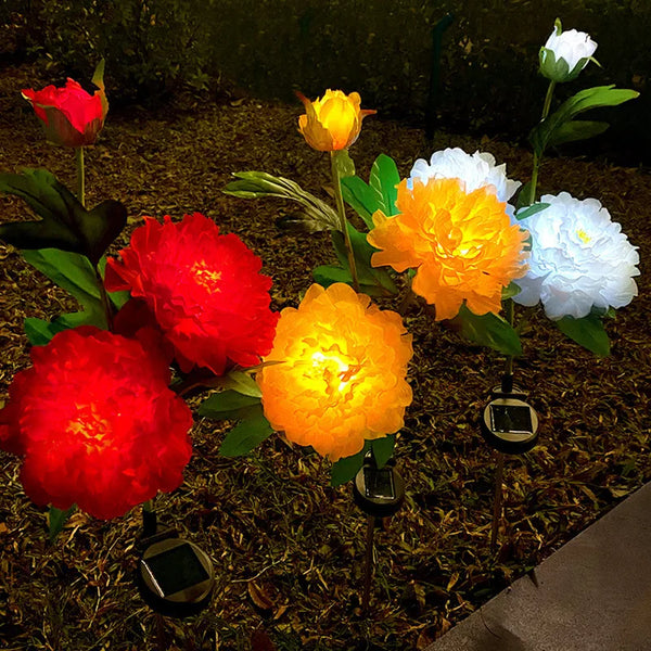 Lumflora Solar Bonsai Leuchte | LED Pfingstrose | Kabellos & Wetterfest | 35 cm Höhe