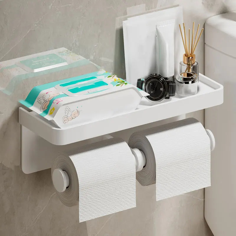 Toilettenpapierhalter Wandmontage | Aluminiumlegierung | Ohne Bohren | Grau/Schwarz/Weiß