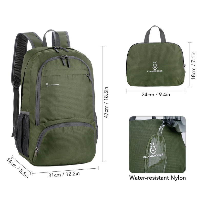 TrekVita Faltbarer Rucksack | Ultraleicht & Wasserdicht | 31×14×47 cm | Outdoor- & Reiserucksack für Damen & Herren
