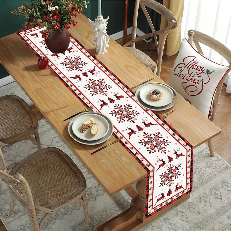 Festivara | Weihnachts-Tischläufer | Leinenoptik | Festliche Dekoration für Esstisch & Kommode | 2025
