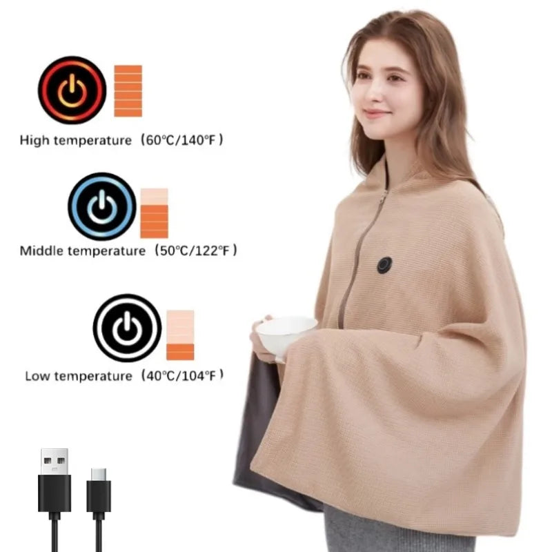 CozyTherm Wear USB-Heizdecke zum Tragen | 150 × 85 cm | 3 Temperaturstufen | Maschinenwaschbar & Tragbar