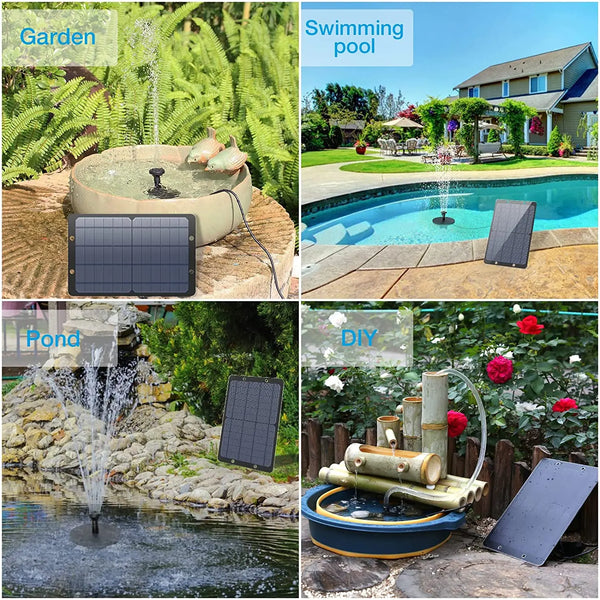 Solar-Springbrunnen AquaViva 9W | DIY-Set mit Düsen & Wasserschlauch | Für Vogelbad, Teich & Garten | 180 L/h Förderleistung