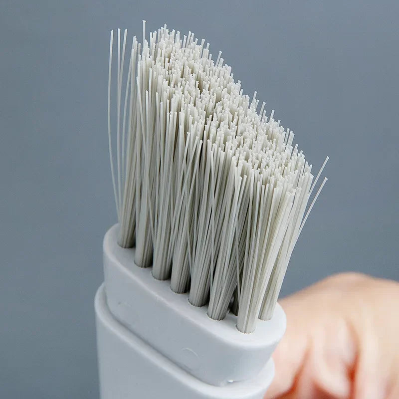 Fensterrahmen- & Fugenbürste DustLine DuoBrush | 2-in-1 Reinigungsbürste mit Mini-Handfeger | Für Fensterrahmen, Tastaturen & Ritzen | 19×5 cm