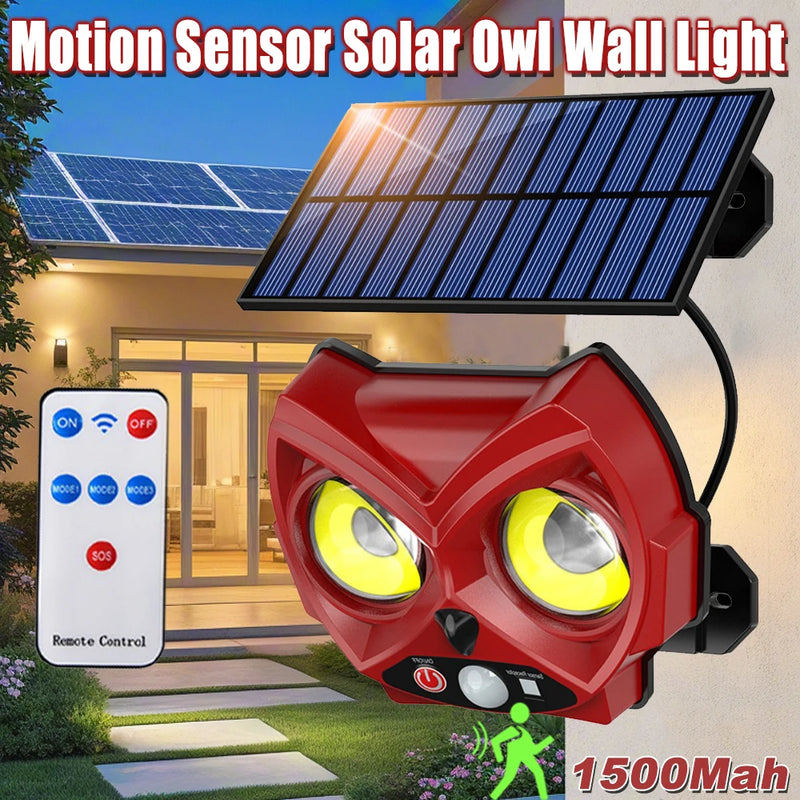 Soluvia Solar Wandleuchte Eule | Bewegungsmelder & 3 Lichtmodi | Wetterfest IP54 | Garten Deko
