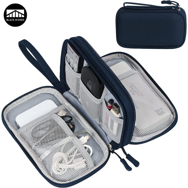 Techviva PackSafe Elektronik Organizer Tasche | 2-lagig & wasserdicht | Für Kabel, Ladegeräte, USB & Zubehör | Kompakt & tragbar