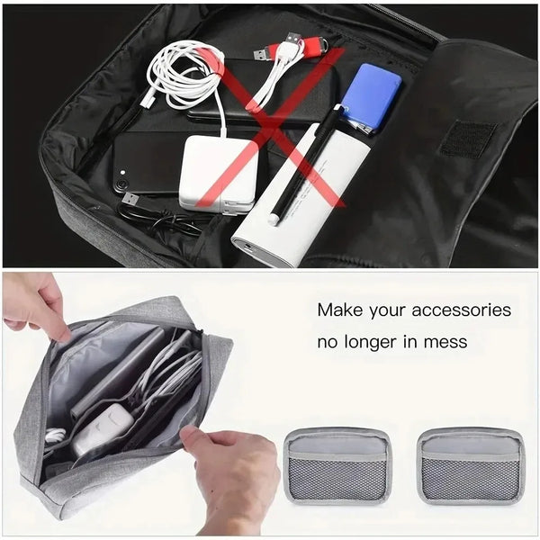 TechTidy Reise-Organizer Tasche | Digitales Zubehör sicher verstauen | Kompakt & Reißfest | Für Kabel, Ladegeräte & Kopfhörer