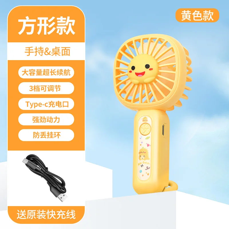 Mini-Handventilator BreeziPop | USB-Aufladung | Leise & Tragbar | Süßes Cartoon-Design