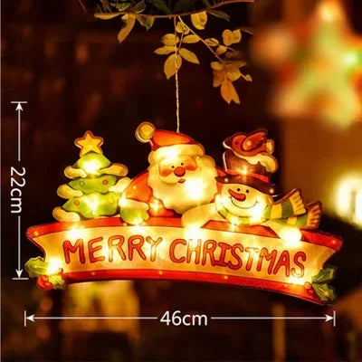 LumiFest LED Weihnachtsdeko | Schneemann & Weihnachtsmann | Leuchtende Fensterdekoration | Warmweißes Licht