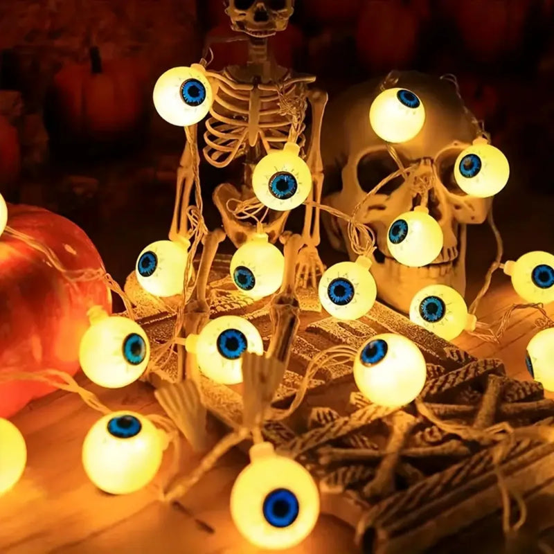 Halloween LED-Lichterkette CreepyEyes | 20 LED Augäpfel | Für Haus, Garten & Party