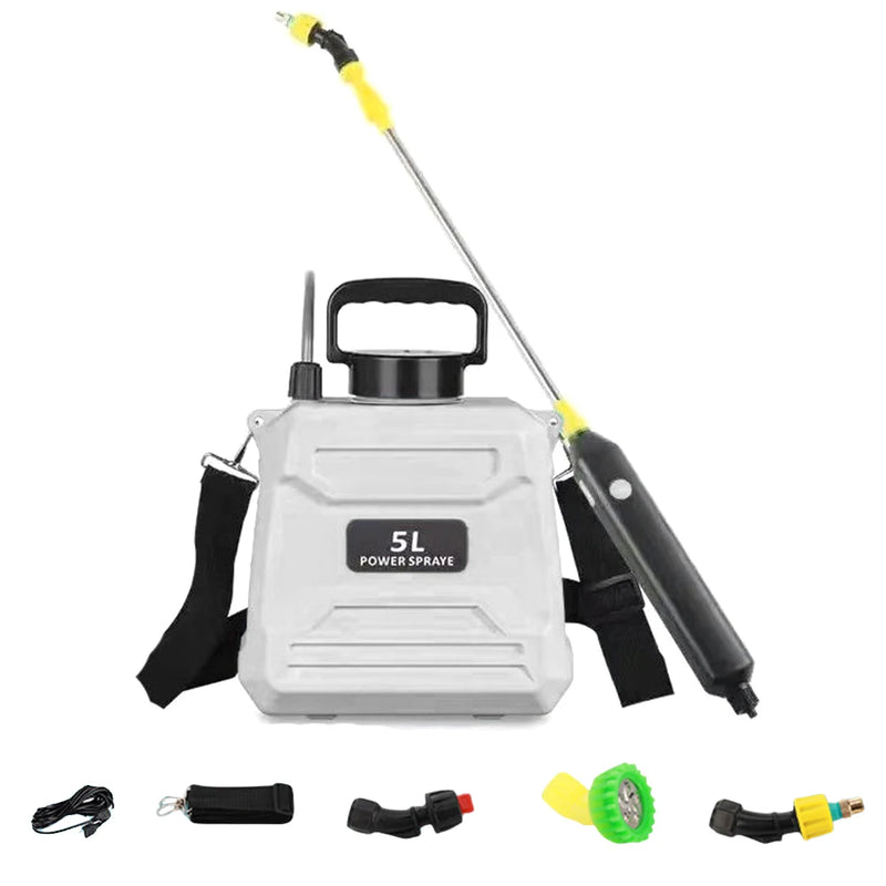 SPRAYMATE Pro Akku-Drucksprüher | 5 L Schulter-Sprühflasche | USB-Aufladung & Verstellbare Düse | Für Garten, Reinigung & Unkrautbekämpfung