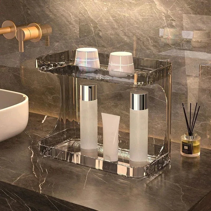 PureStak Badezimmer Regal | Doppelstöckig | Kosmetik- & Pflege-Organizer | Waschbecken & Tischablage