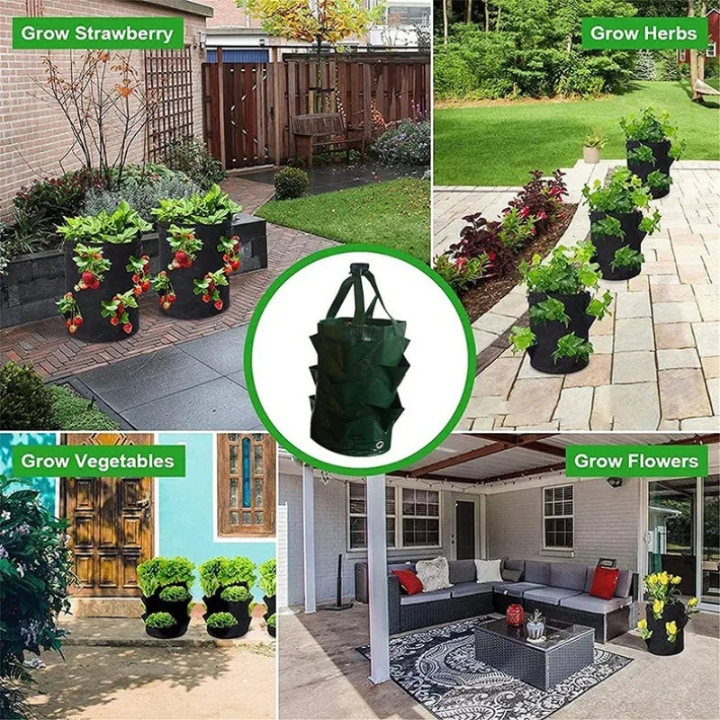 Growpura Pflanzsack Gemüse & Erdbeeren | 3 Gallonen PE Anzuchttasche mit Taschen | Wiederverwendbar & Wasserdicht