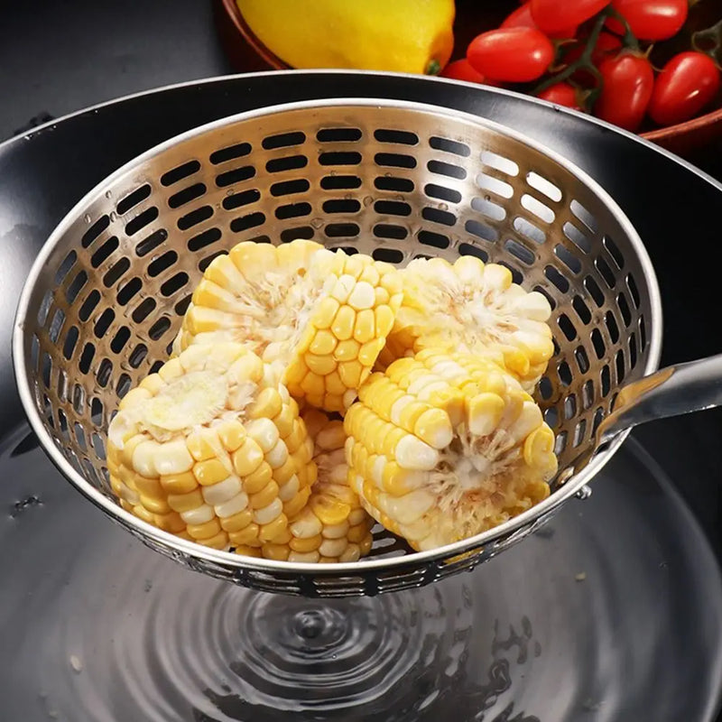 FRYSAFE Edelstahl-Küchensieb | Mit Langem Griff | Für Frittieren & Abschöpfen