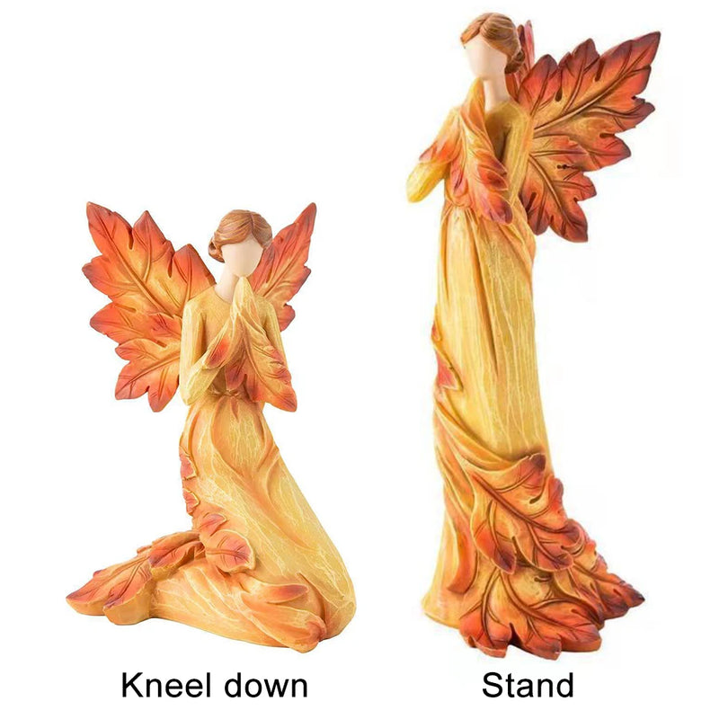 AUTUMNIA Ahornblatt-Engel | Resin Figur | Herbstliche Engelsdeko | 10–15 cm | Für Haus & Garten