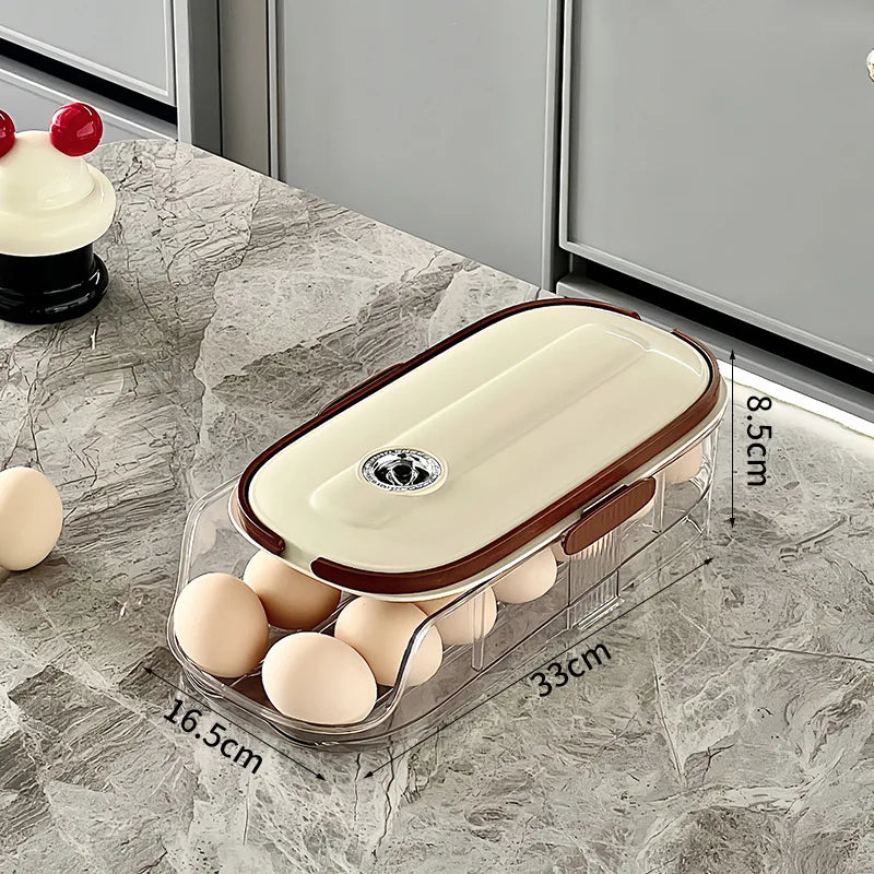 RollEgg Max | Automatischer Eierhalter für den Kühlschrank | Stapelbarer Eier-Organizer aus Klarsicht-Kunststoff