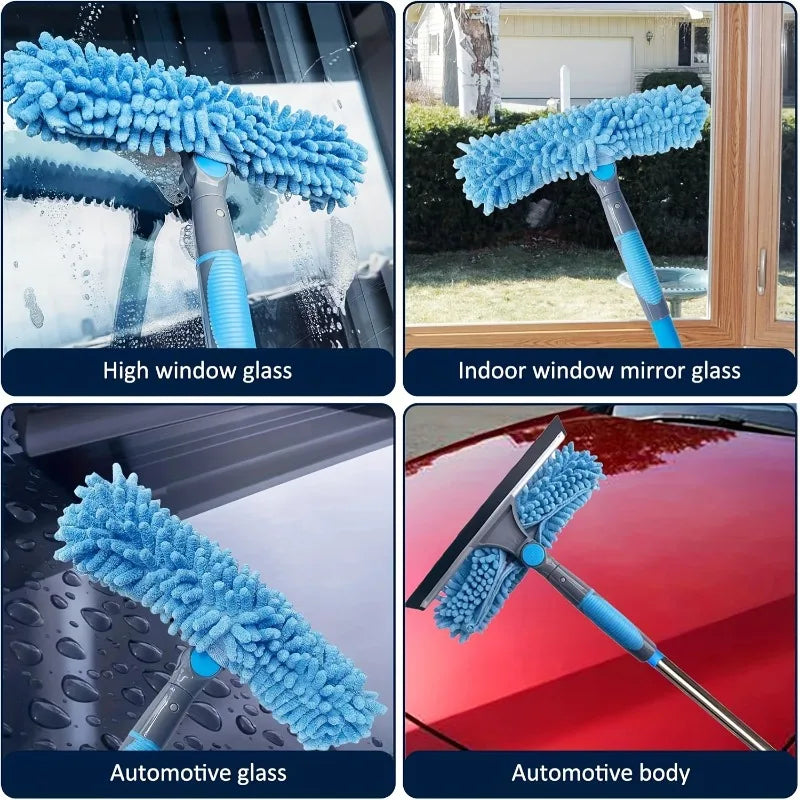 Fensterreiniger ClearView Pro | 2-in-1 Abzieher mit Teleskopstange | Edelstahl & Kunststoff | Wiederverwendbar