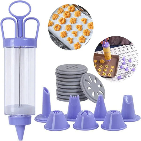BackLia DelightPress Butterkeks-Presse & Spritzgebäck-Set | Mit Tüllen & Formen | Für Kekse, Sahne & Torten-Deko | Ergonomischer Griff
