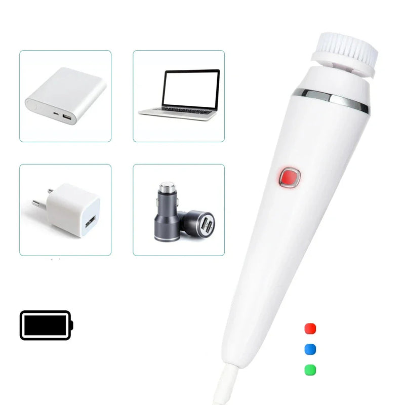 Gesichtsreinigungsset NOVARÉ 4-in-1 | Mit Massage- & Peeling-Aufsätzen | 3 Geschwindigkeiten | USB-Aufladung & Wandhalterung | 15 x 4,3 cm