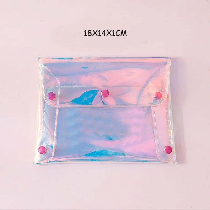 HoloShine Kosmetiktasche Transparent | Laser-Effekt Kulturbeutel | Für Make-up, Stifte & Reisen | Wasserdicht & Stylisch