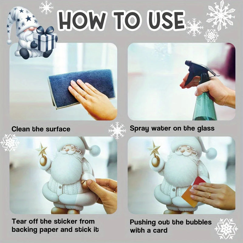 Weihnachts Fenstersticker SantaCling | Wiederverwendbar & Rückstandsfrei | Weihnachtsmann Motiv | Fensterdeko für Wohnzimmer & Flur