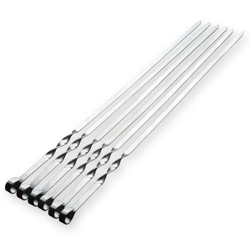 GrillSpear Grillspieße 55 cm | Set aus 6 | Edelstahl mit Buchenholzgriff | Extra Lang & Hitzebeständig