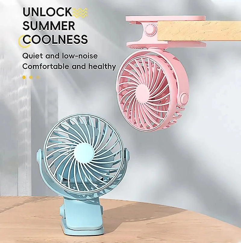 USB Clip-Ventilator FlexiCool | 360° drehbar | 3 Geschwindigkeiten & Nachtlicht | Tragbar & aufladbar | 12,5×11,5×9,5 cm