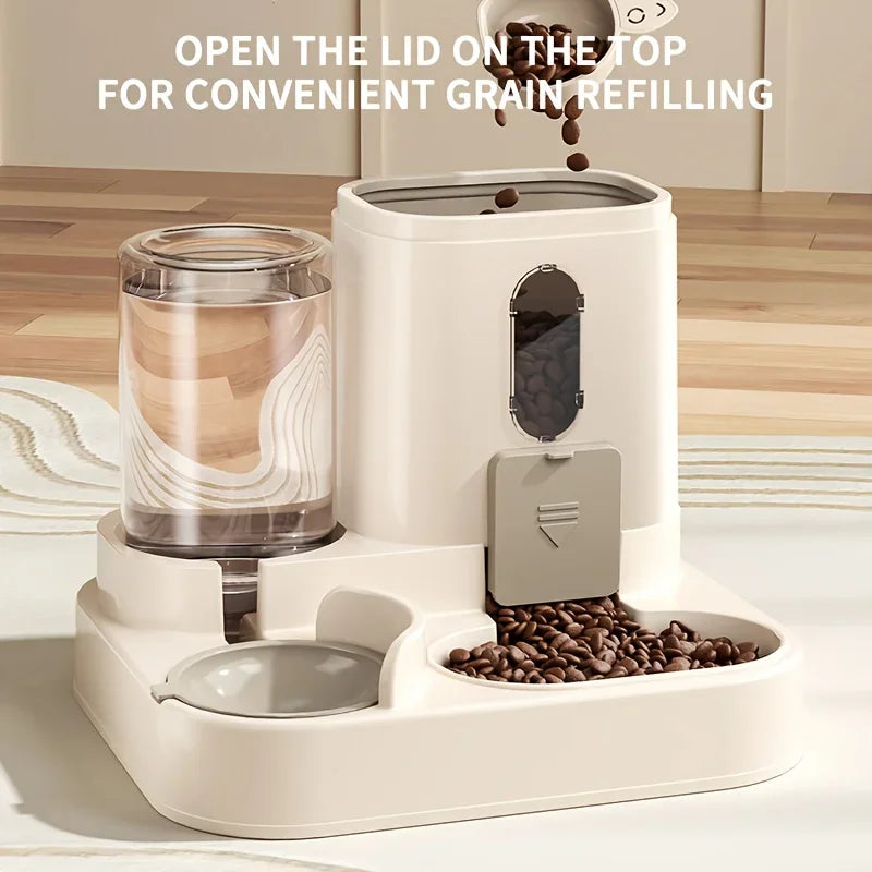 Katzen-Futterautomat Pawlio DuoFeeder | 2-in-1 Futternapf & Wasserspender | Vollautomatisch ohne Strom | Für Katzen & kleine Hunde