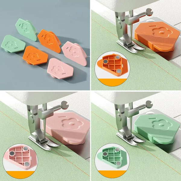 Nähmagnet StitchMate| Polygonales Design | Präzise Stofffixierung | Orange/Rosa/Grün