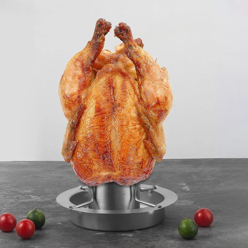 Grillgabel Flammstahl | Edelstahl Hähnchenhalter | Vertikales Grillen | Abnehmbar & Rostfrei